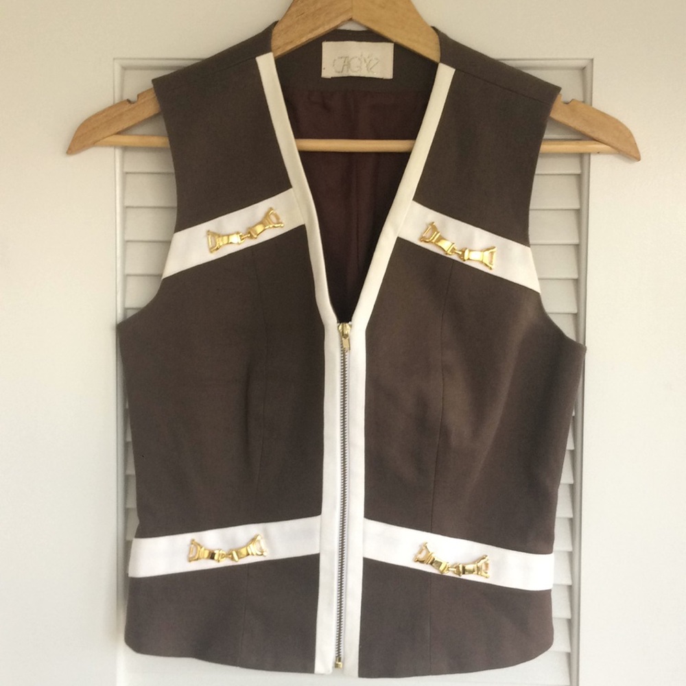 Caché Zippered Vest with Buckle Detail